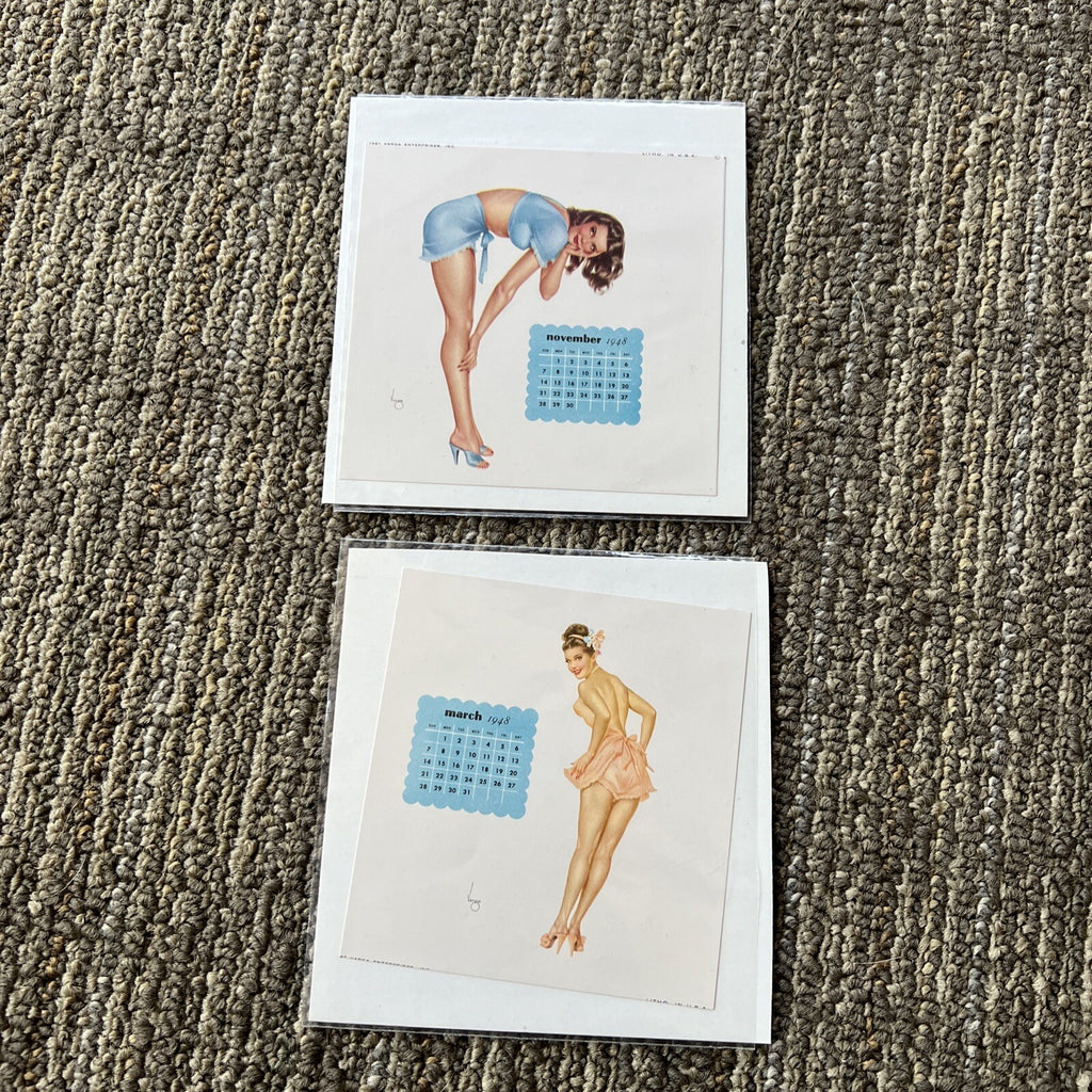 Lot of 10 1948 Varga Enterpises Girl Pin Up Mini Calendar Pages 3
