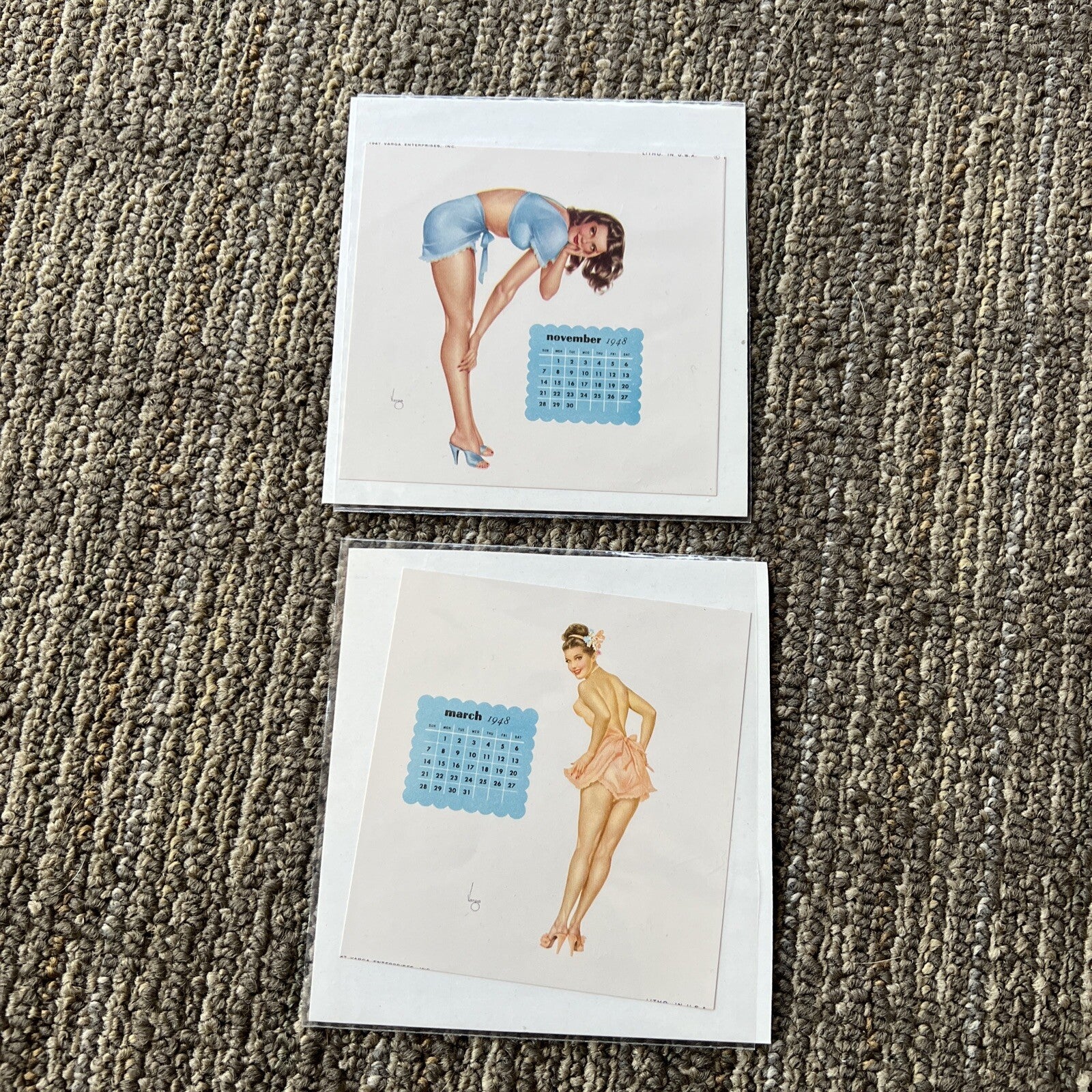 Lot of 10 1948 Varga Enterpises Girl Pin Up Mini Calendar Pages 3