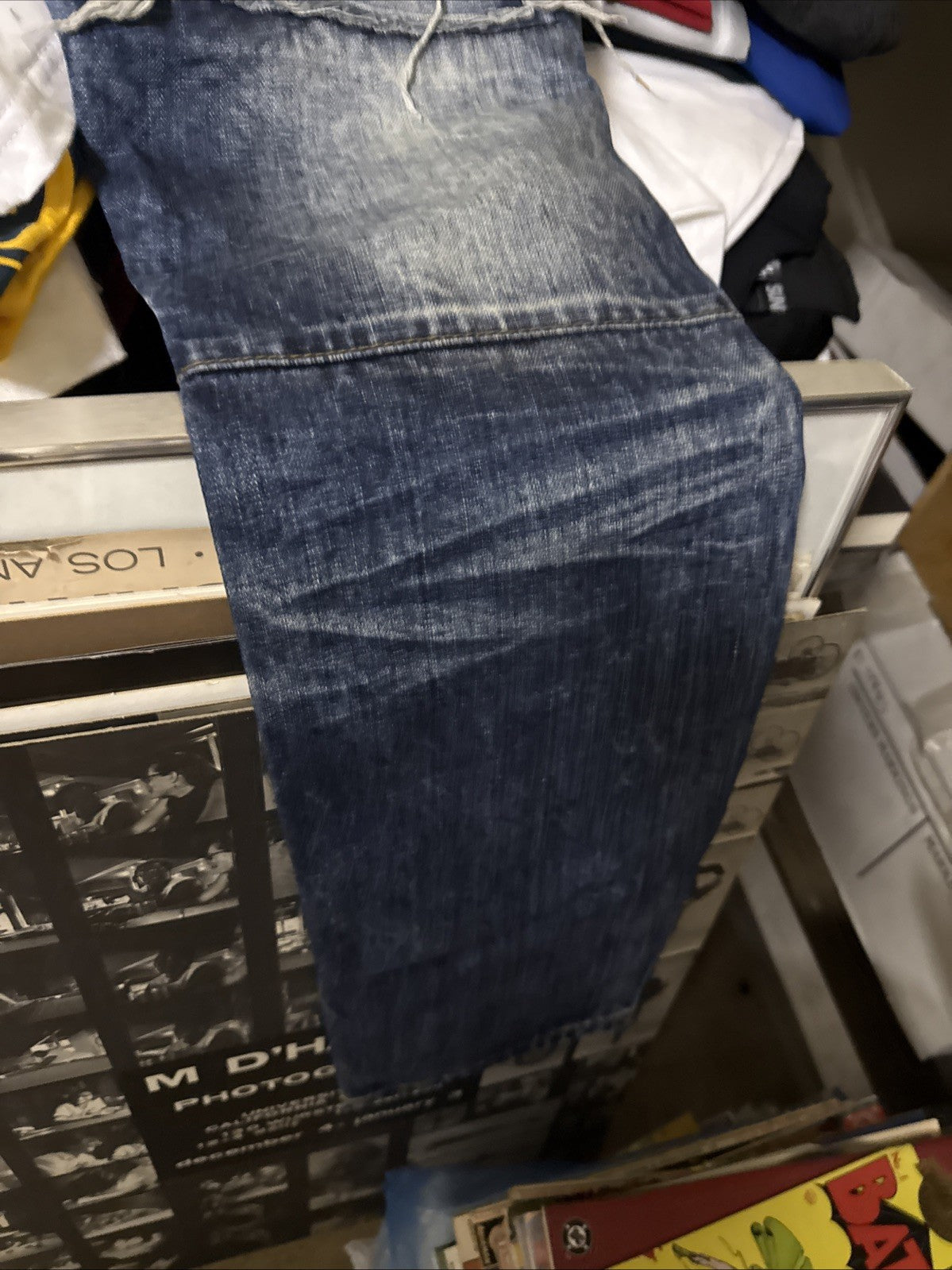 MAKOBI Jeans Mens 32x32  Blue Straight Distressed Light Wash Denim Street Pants12