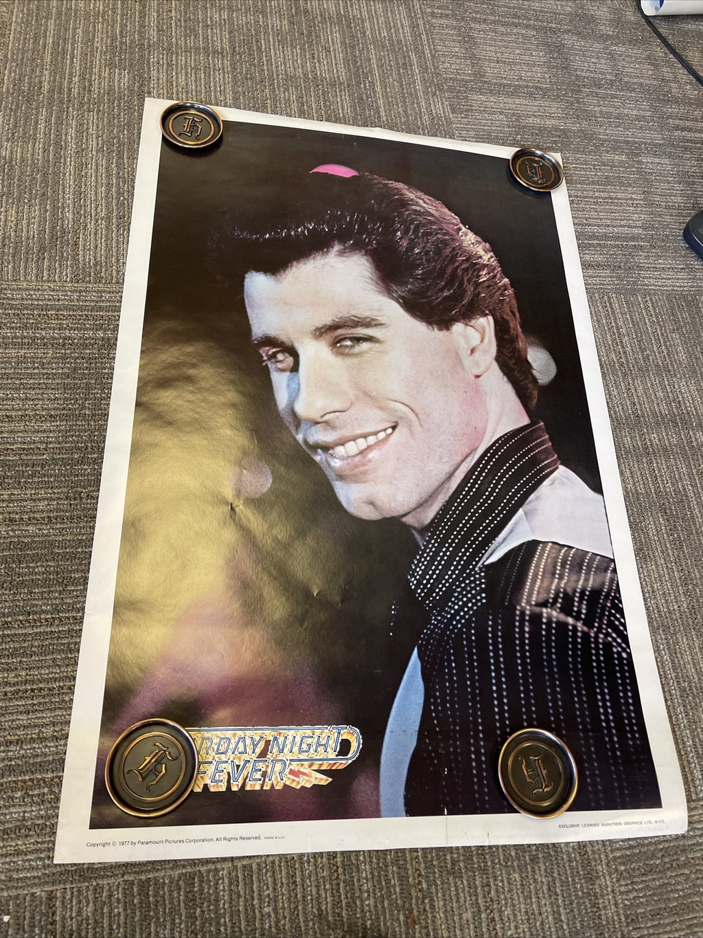 #153 Original 1977 SATURDAY NIGHT FEVER Movie Poster One Sheet Travolta 23x350