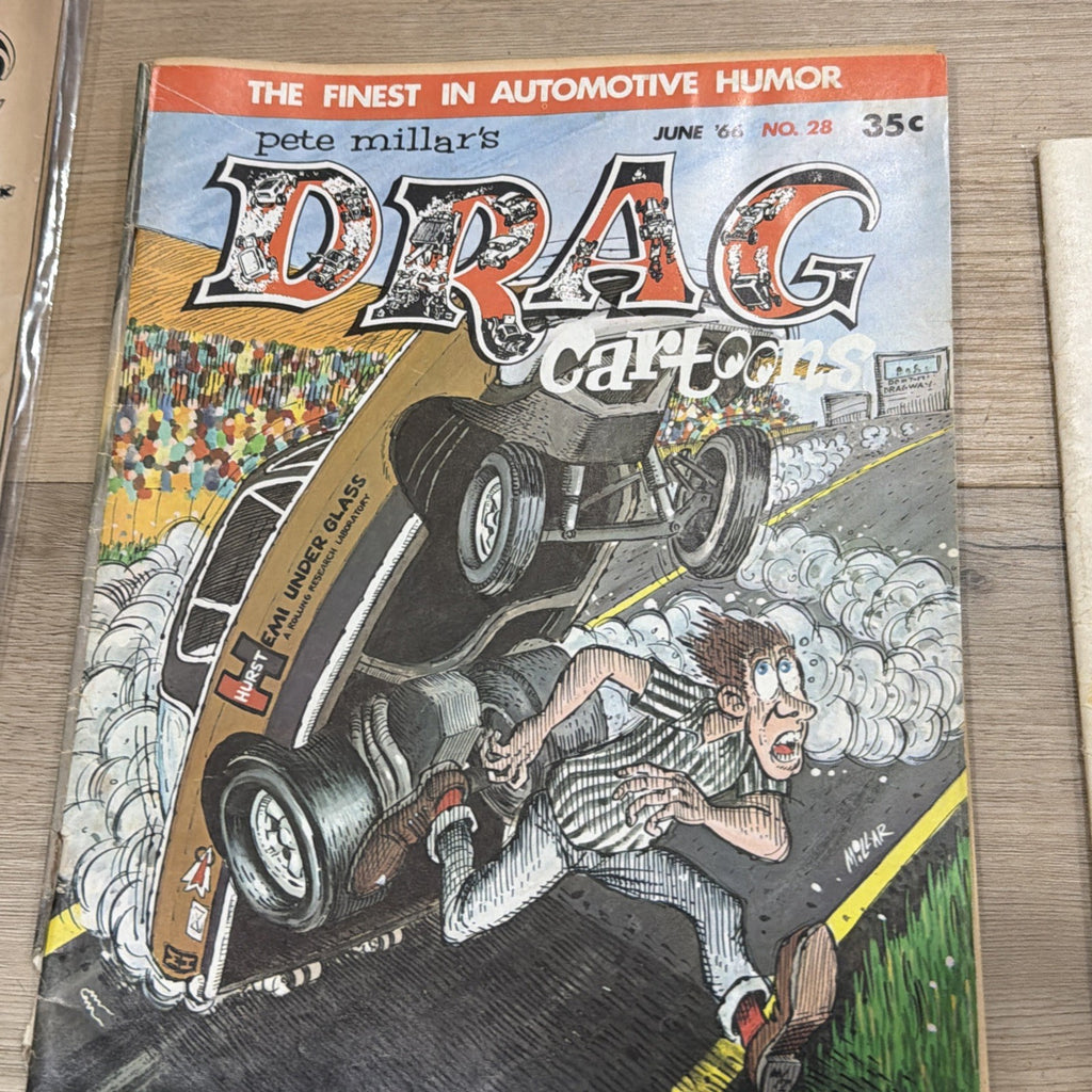 LOT of 3 Different Pete Millar's DRAG CARtoons Magazine Comics 1960s #8 #28 19722