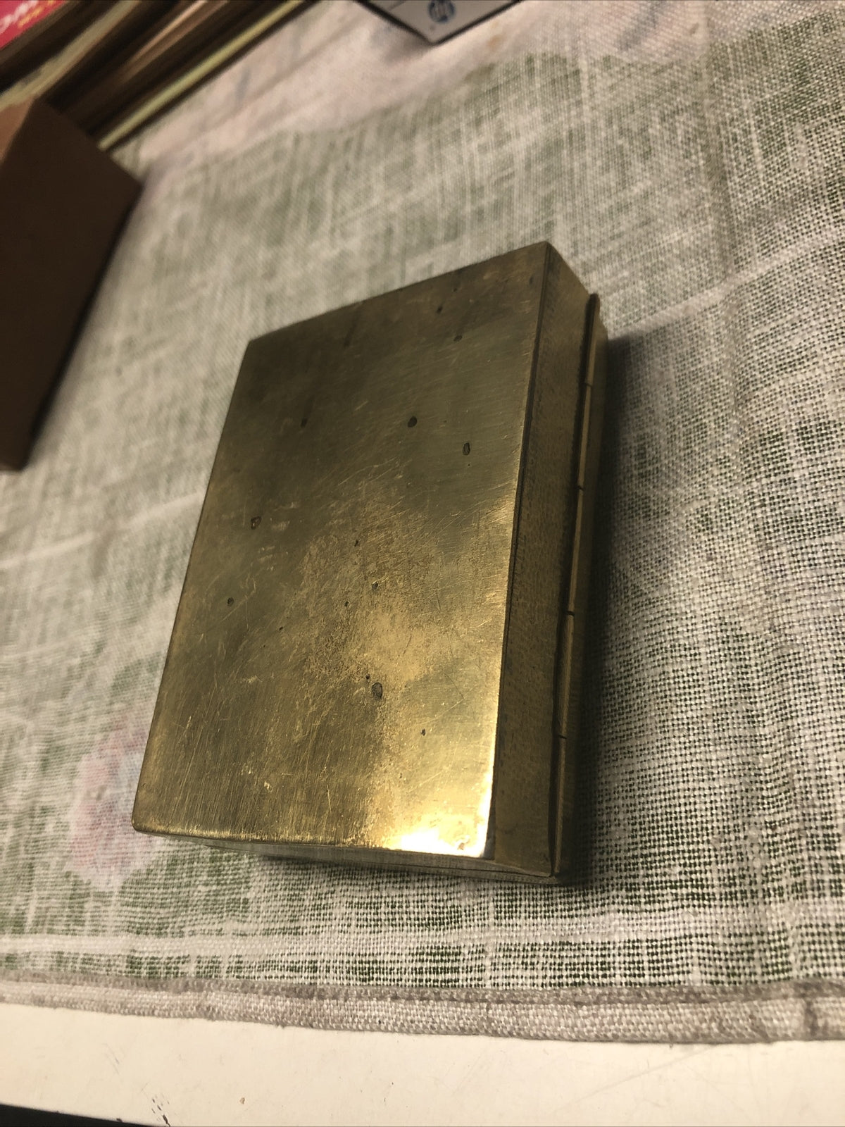Vintage Gold Toned Metal Case Trinket 3.5”x2.5”3