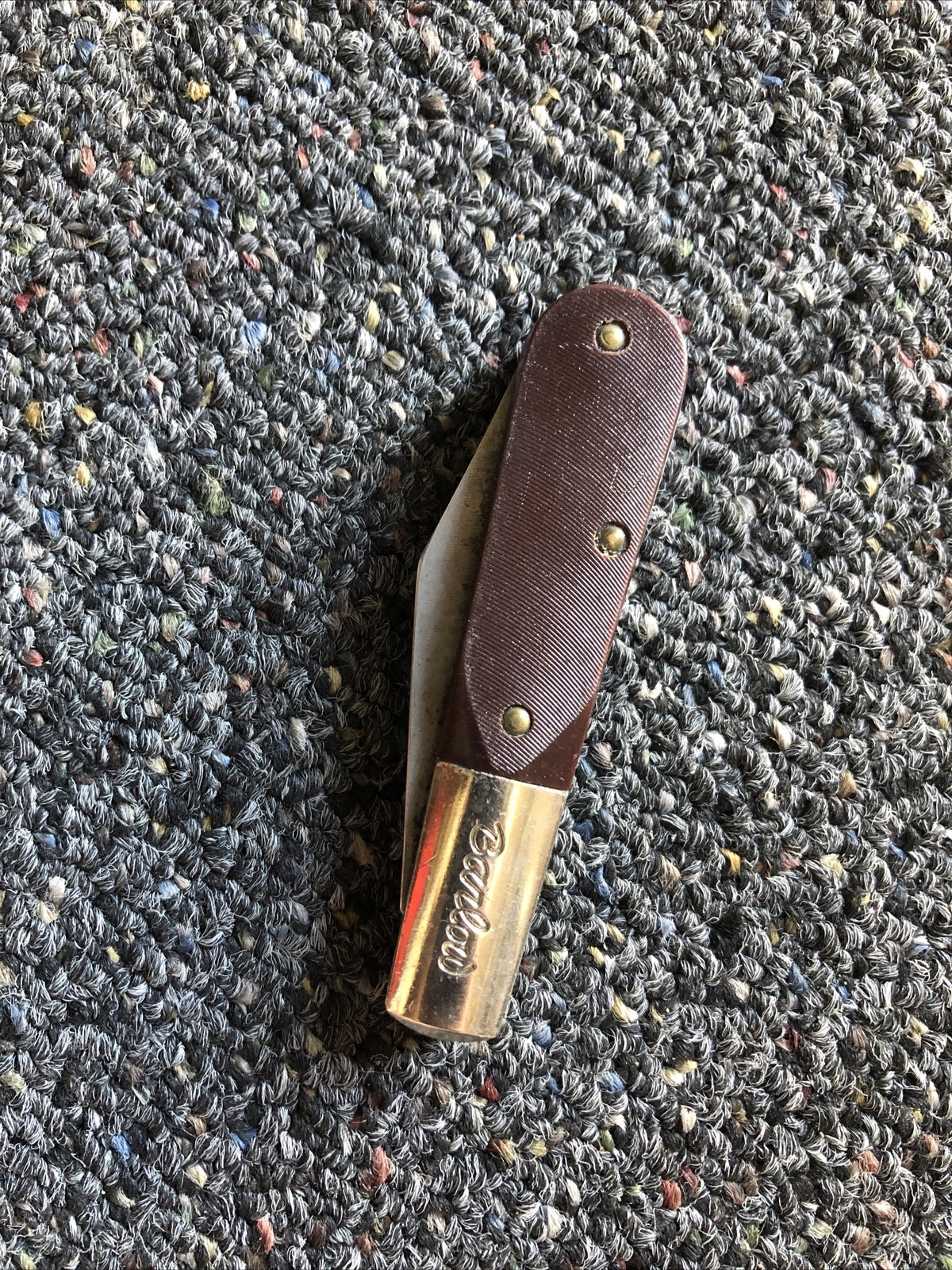 Vintage BARLOW Brown Pocketknife Folding Knife 2 Blades0