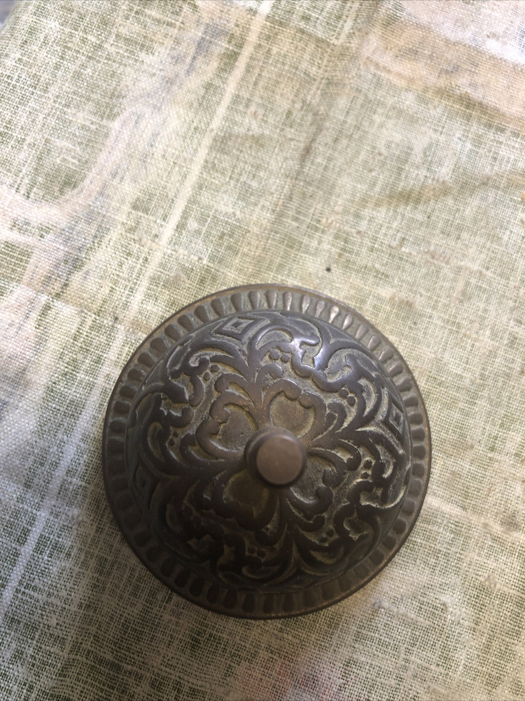 Vintage Bronze Bell Tabletop Push Bell Works3