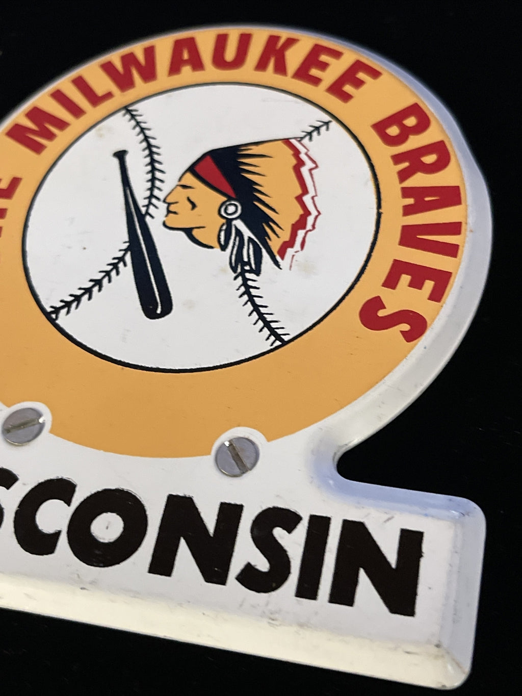 Milwaukee Braves Painted Metal Not Porcelain License Plate Topper Sign2