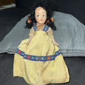 Vintage Antique Composition Paper? Doll Old Look Yellow Dress 11” Maker Unknown0