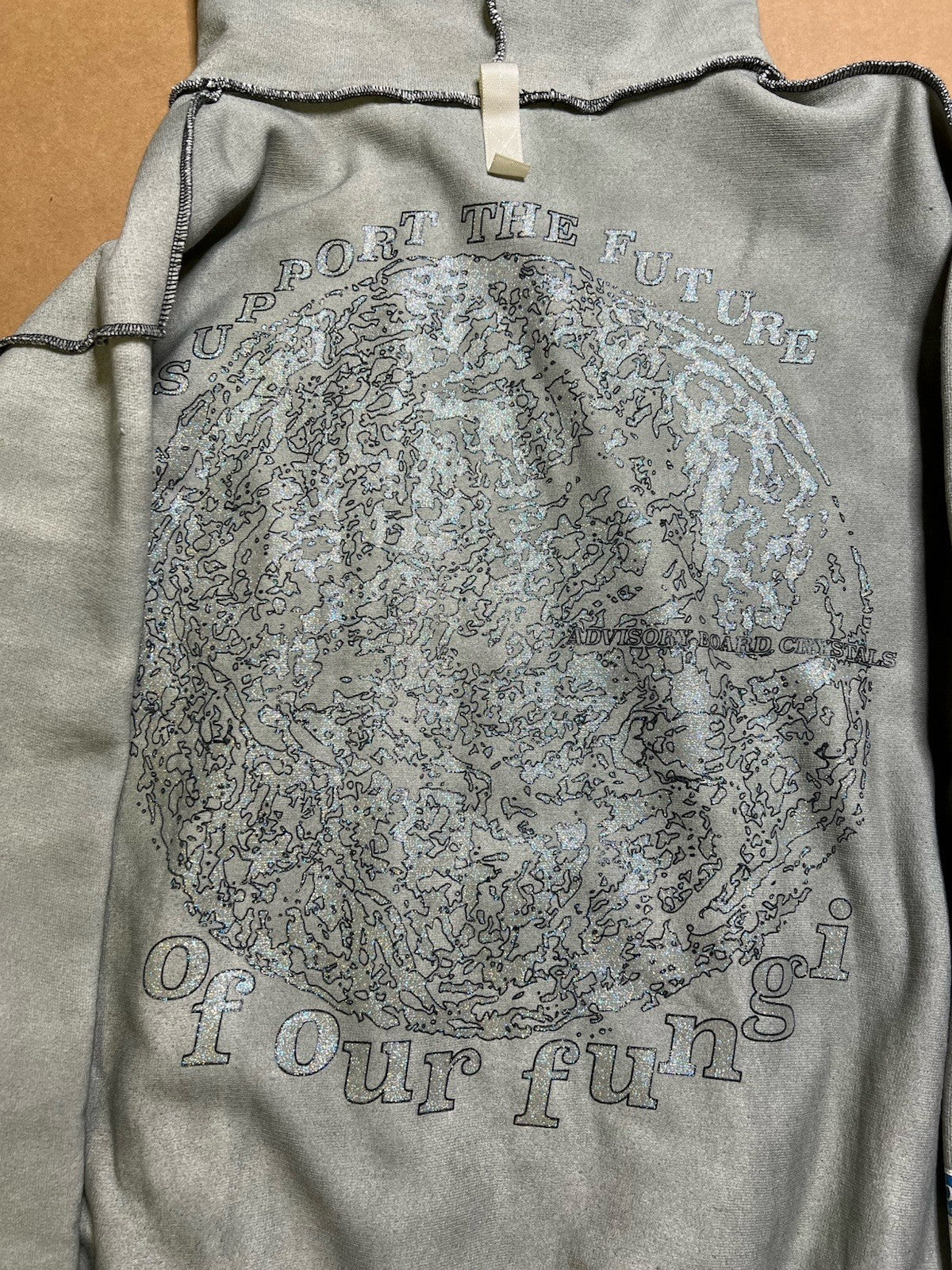 RARE ABC Advisory Board Crystals Hoodie XXL Grey Mushroom Graphic Comes Back To6