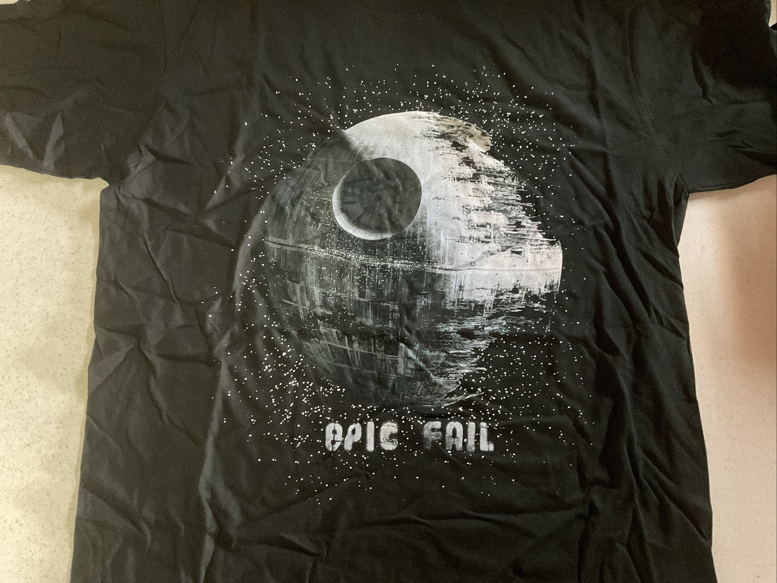 Star Wars Death Star Adult Shirt  L Black Short Sleeve   Epic Fail1