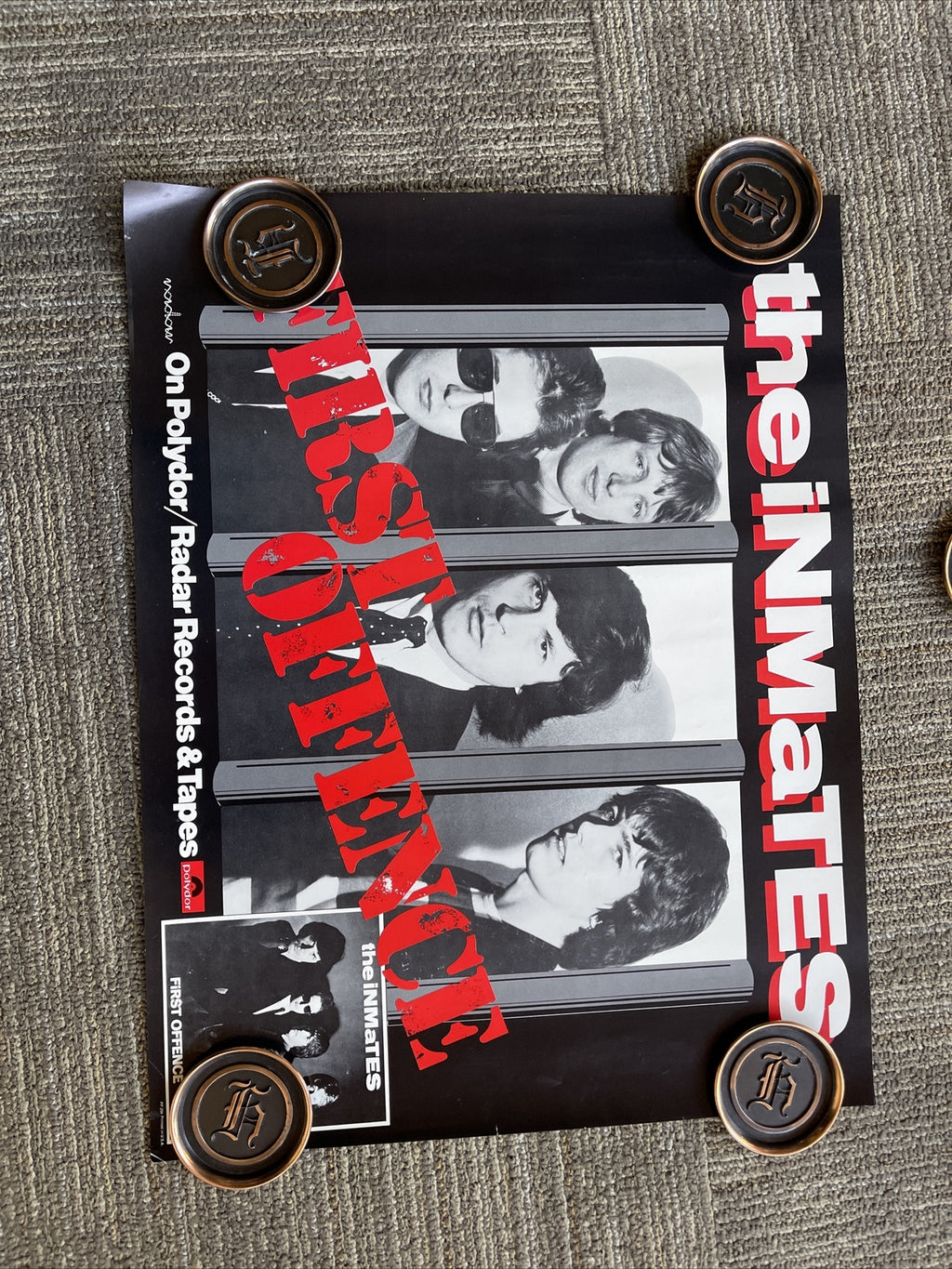 #151 1979 The Inmates First Offense Record Store Promo Poster 17” X 22” Punk0