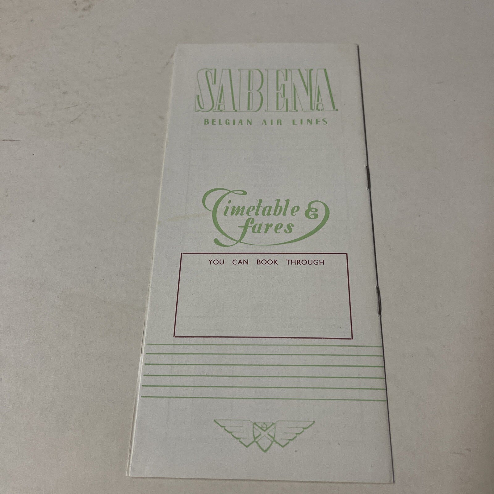 Sabena AIRLINE September 1948 TIMETABLE SCHEDULE Brochure flight cover5