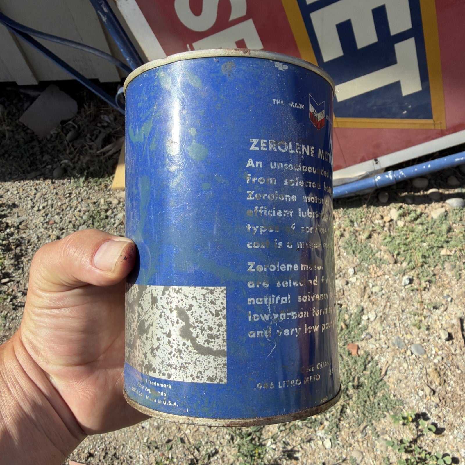 Early ZEROLENE Motor Oil Quart Can California Oil Co. Barn Find RPM Chevron2