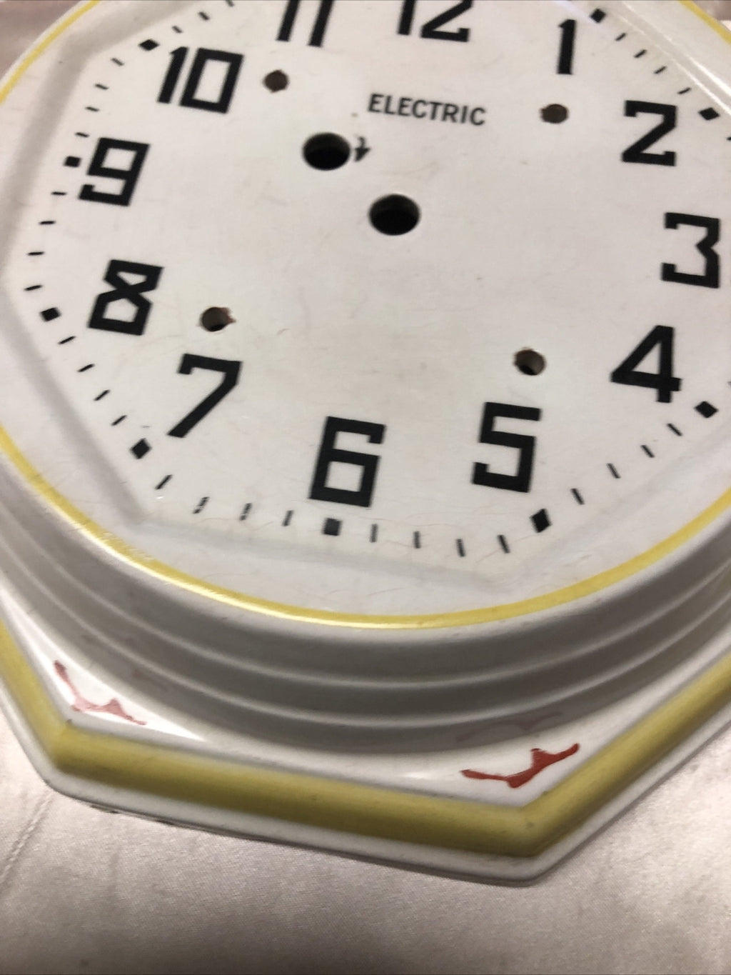 Vintage ELECTRIC Ceramic Wall Clock Face Only For Parts/Repair3