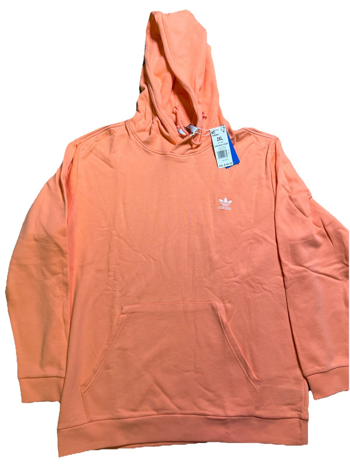 Adidas men Essentials Fleece Hoodie Salmon 2XL Brand New Hype Gear0