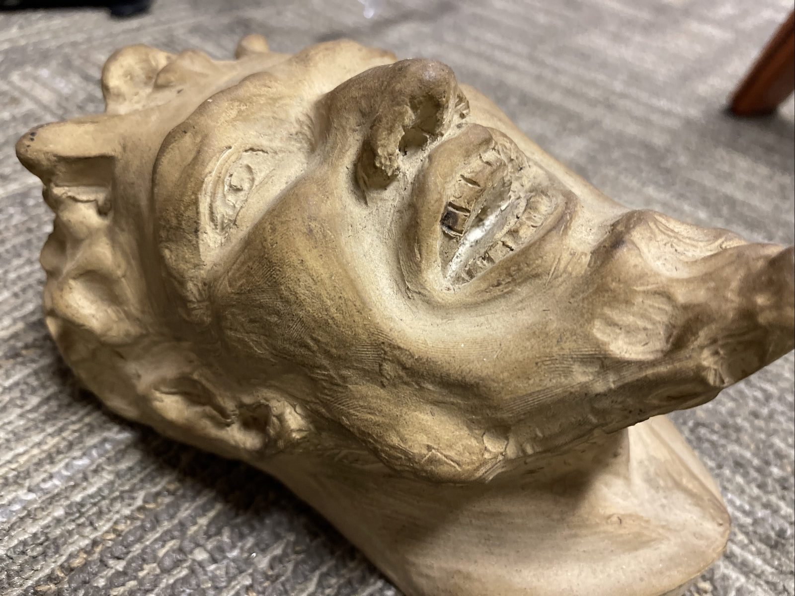 1912 Antique Devil Demon Gargoyle Monster Head Sculpture Oddities signed chase4