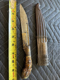 Piha Kaetta Dagger Knife Horn Brass Silver Sheath Wood Antique Sri Lanka Ceylon0