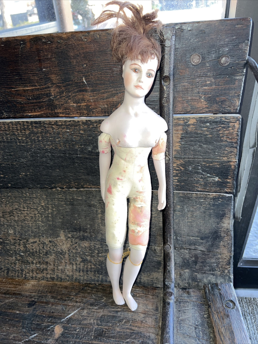15” Vintage “Rose” Muriel Kramer Bisque Head Cloth Body Doll 19820