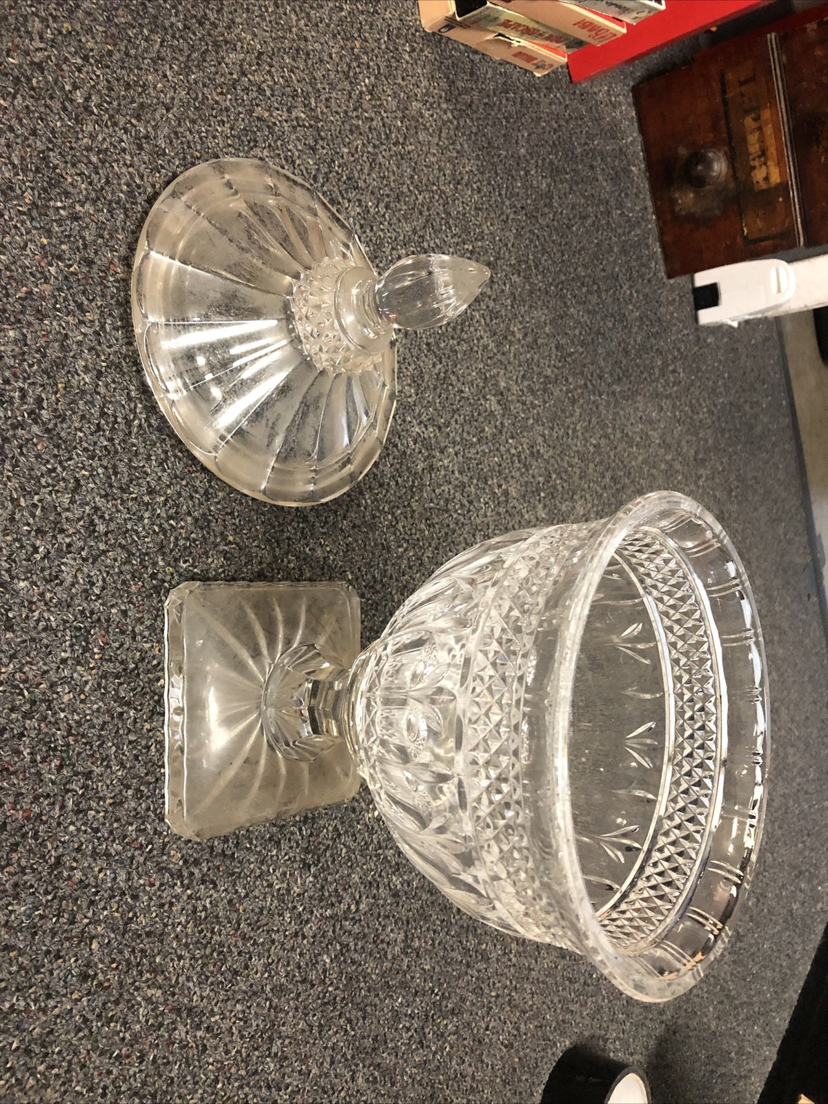 Vintage Crystal Lidded Candy Jar Vase Bowl 15.5” Tall1