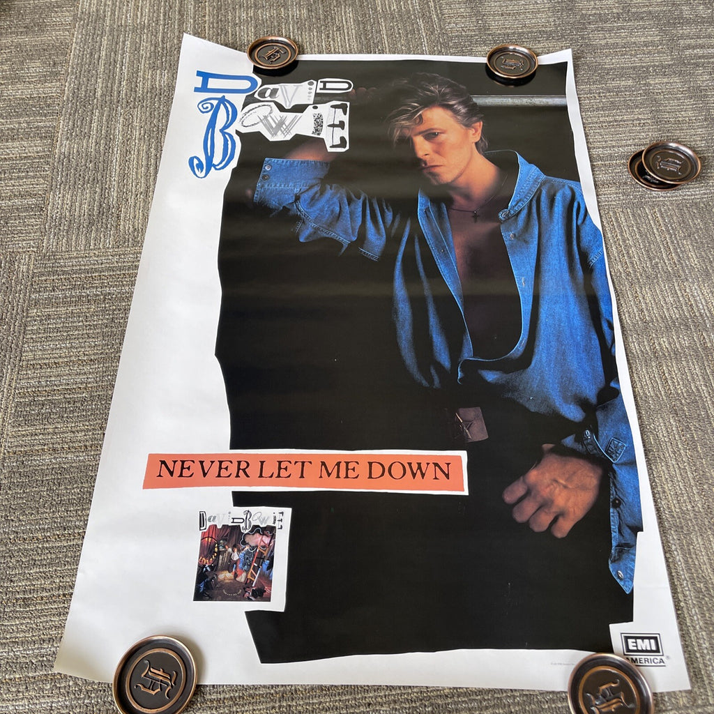 #154 1987 David Bowie Original Record Store Promo Poster Never Let Me Down 24x366
