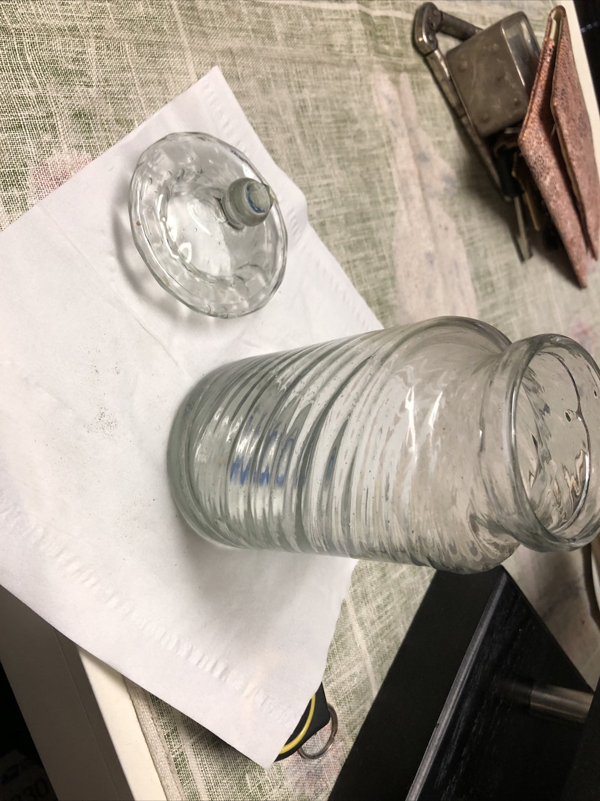Vintage Clear Swirl Glass Canister With Lid Candy Jar 7.5”x3”8