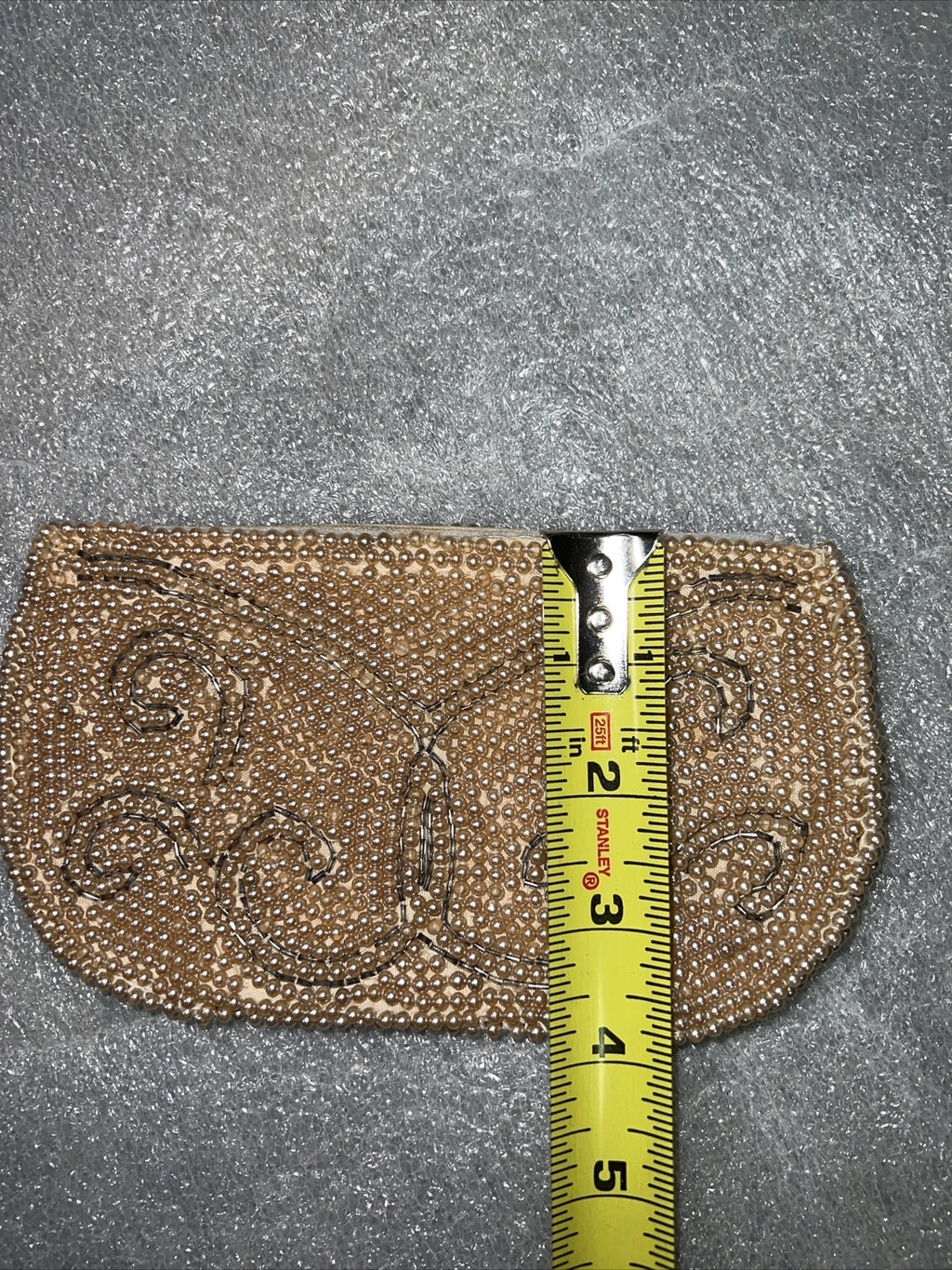 Vintage Rose Pink Bead Sequin Purse Clutch Envelope Evening Bag11