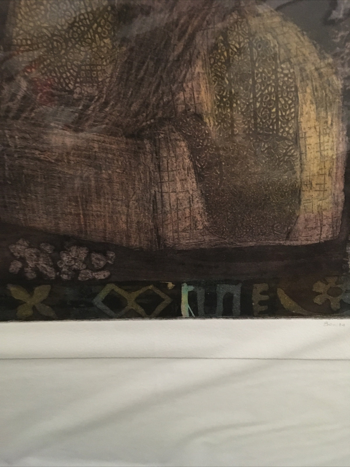 Bonita Louise Art Original Plate Printing Yellow Green Purple 1993 22.5”x15”1