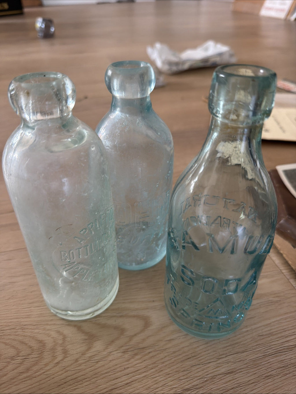 Antique Blob Top Glass Bottle Lot Of 3 Samuel Springs Soda John Howell Appleton0