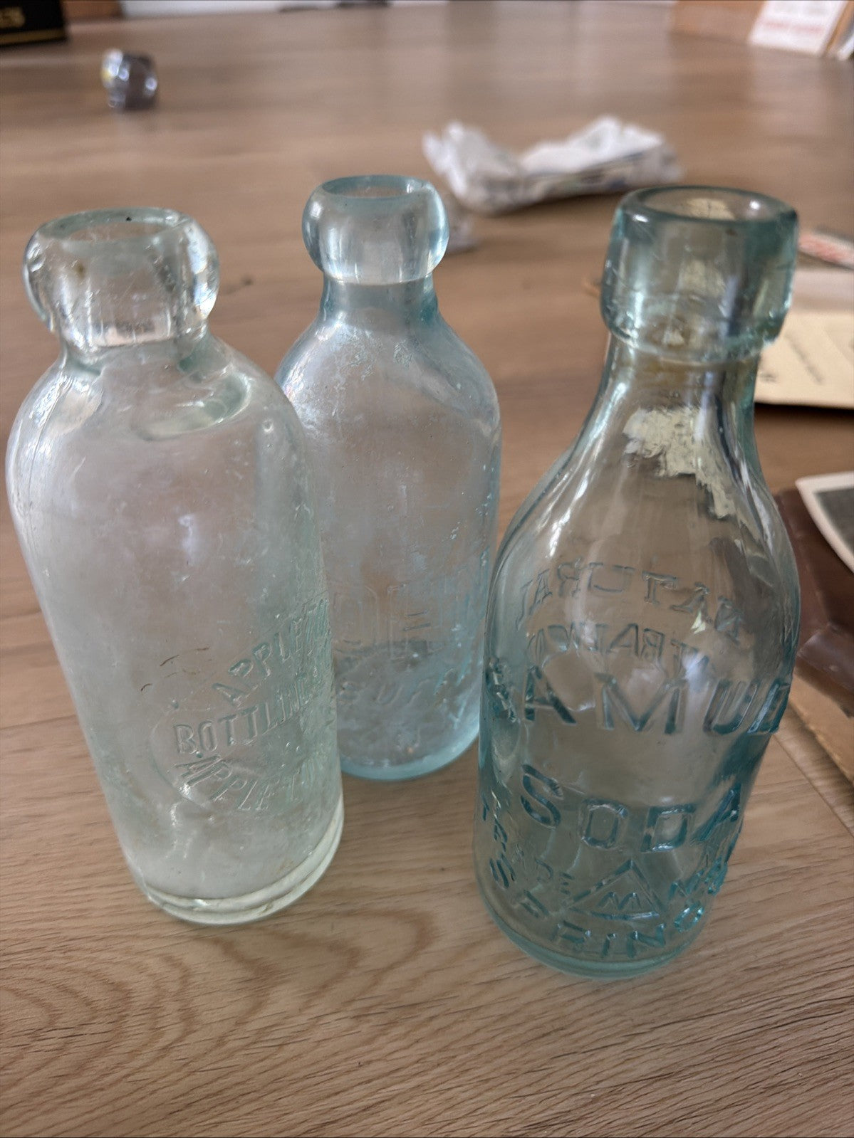 Antique Blob Top Glass Bottle Lot Of 3 Samuel Springs Soda John Howell Appleton0
