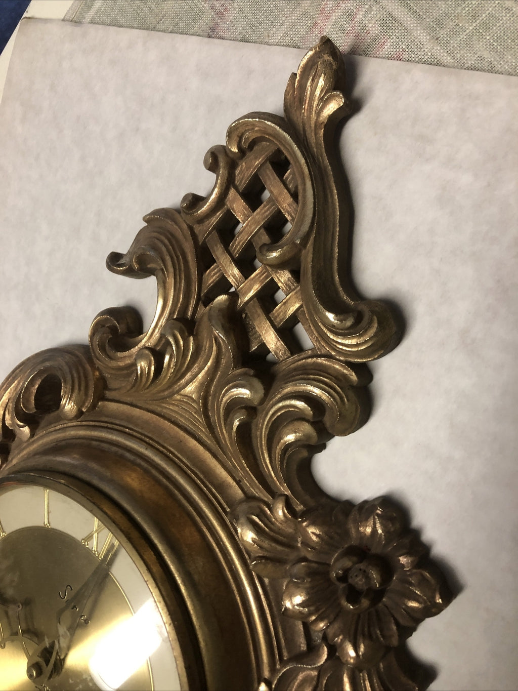 Vintage Syroco 8 Day German Wall Clock 22”x11” Not Working6