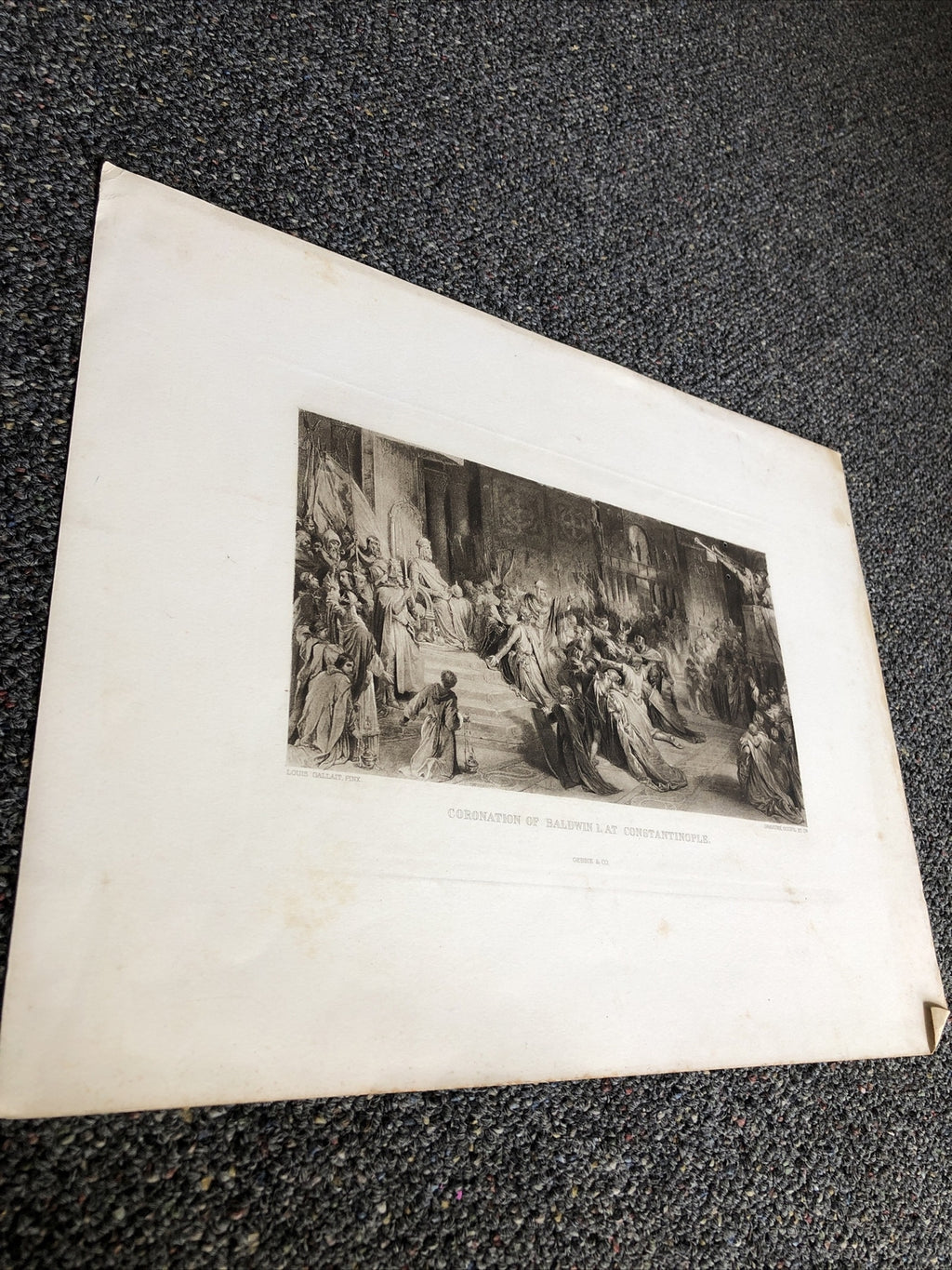 ETCHING - CORONATION OF BALDWIN I. Louis Gallait, Pinx.0