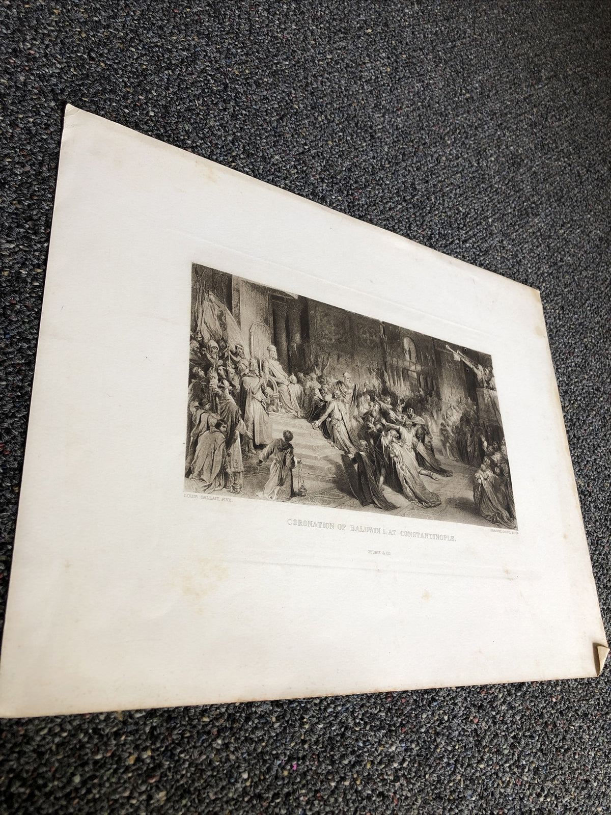 ETCHING - CORONATION OF BALDWIN I. Louis Gallait, Pinx.0