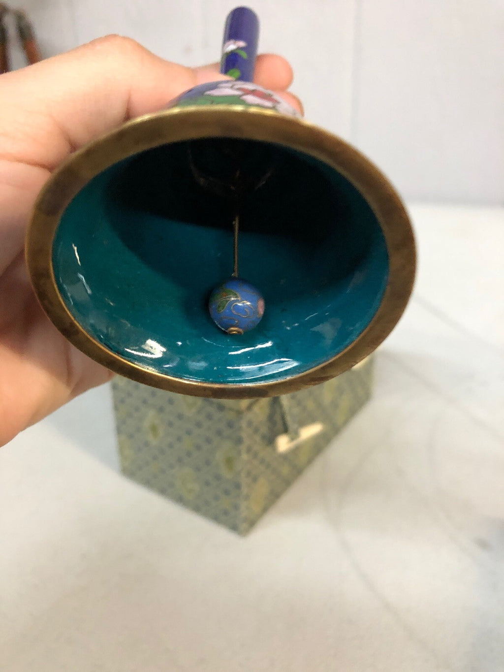 Vintage Chinese Cloisonné Bell ~ 4.5 inches tall~ Beautiful Sound2