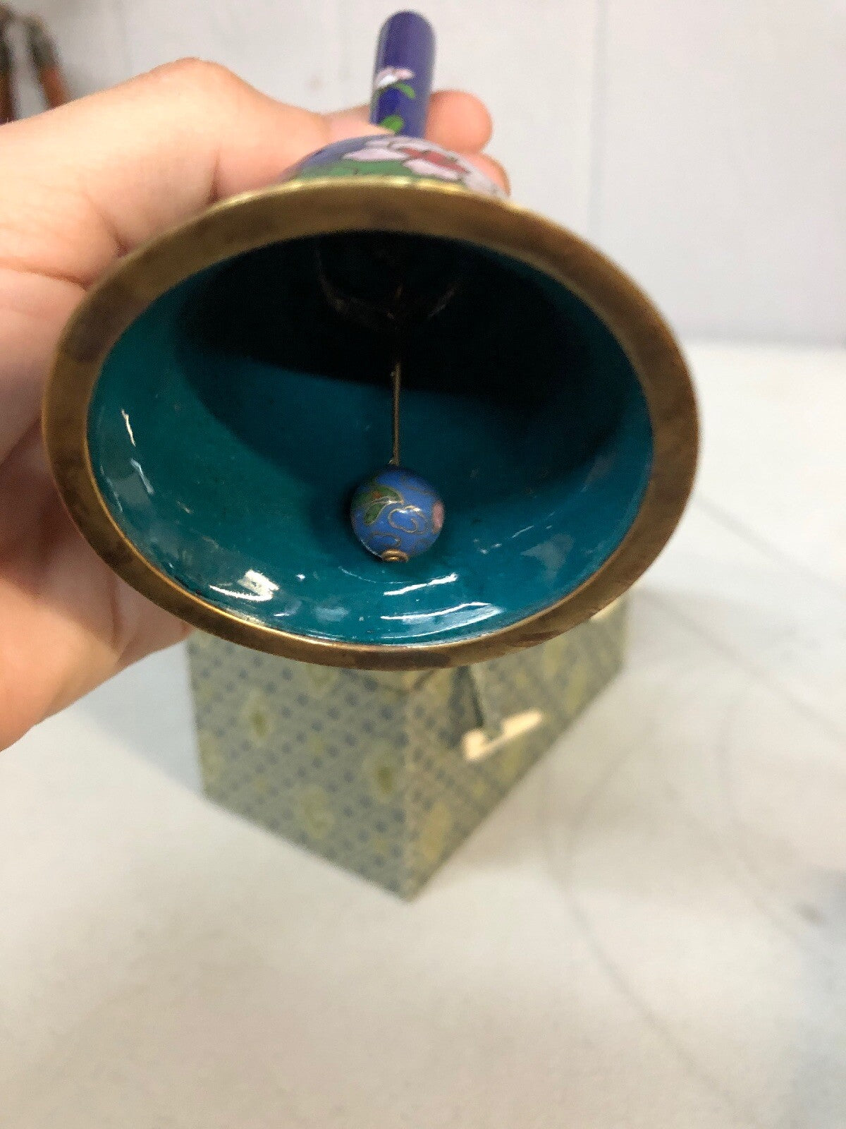 Vintage Chinese Cloisonné Bell ~ 4.5 inches tall~ Beautiful Sound2