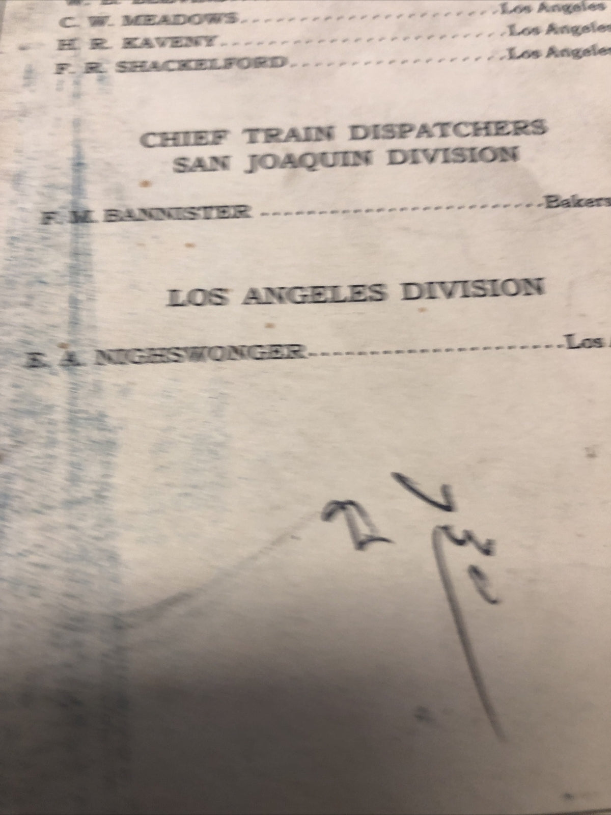 1971 Southern Pacific Company San Joaquin & Los Angeles Division Timetable #62