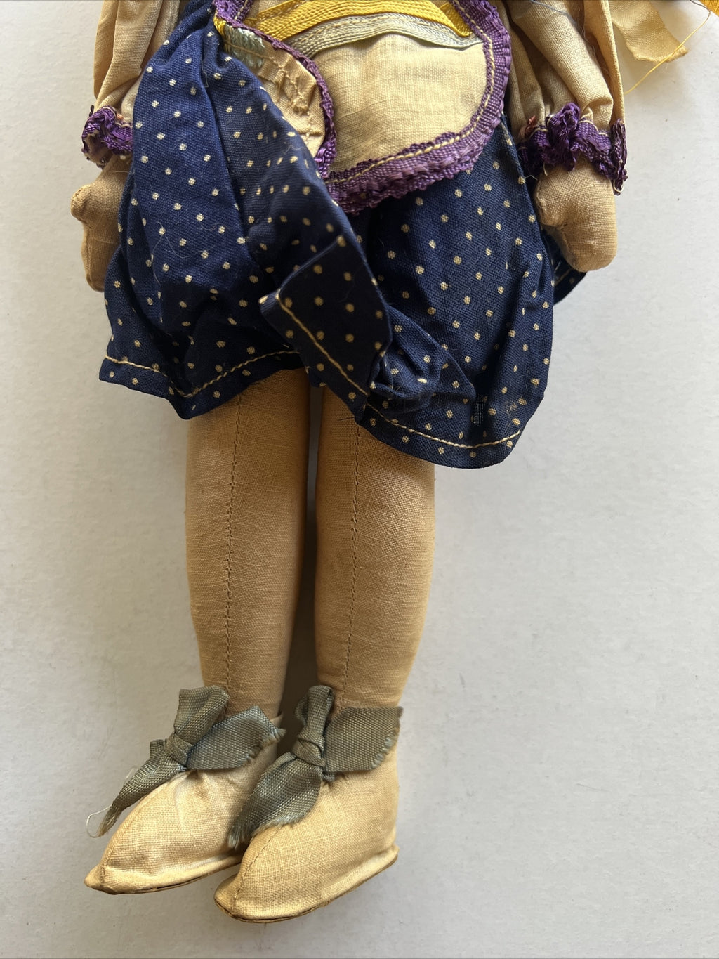 Vintage Polish Cloth Sawdust Doll Plastic Face Original Clothes 14”2