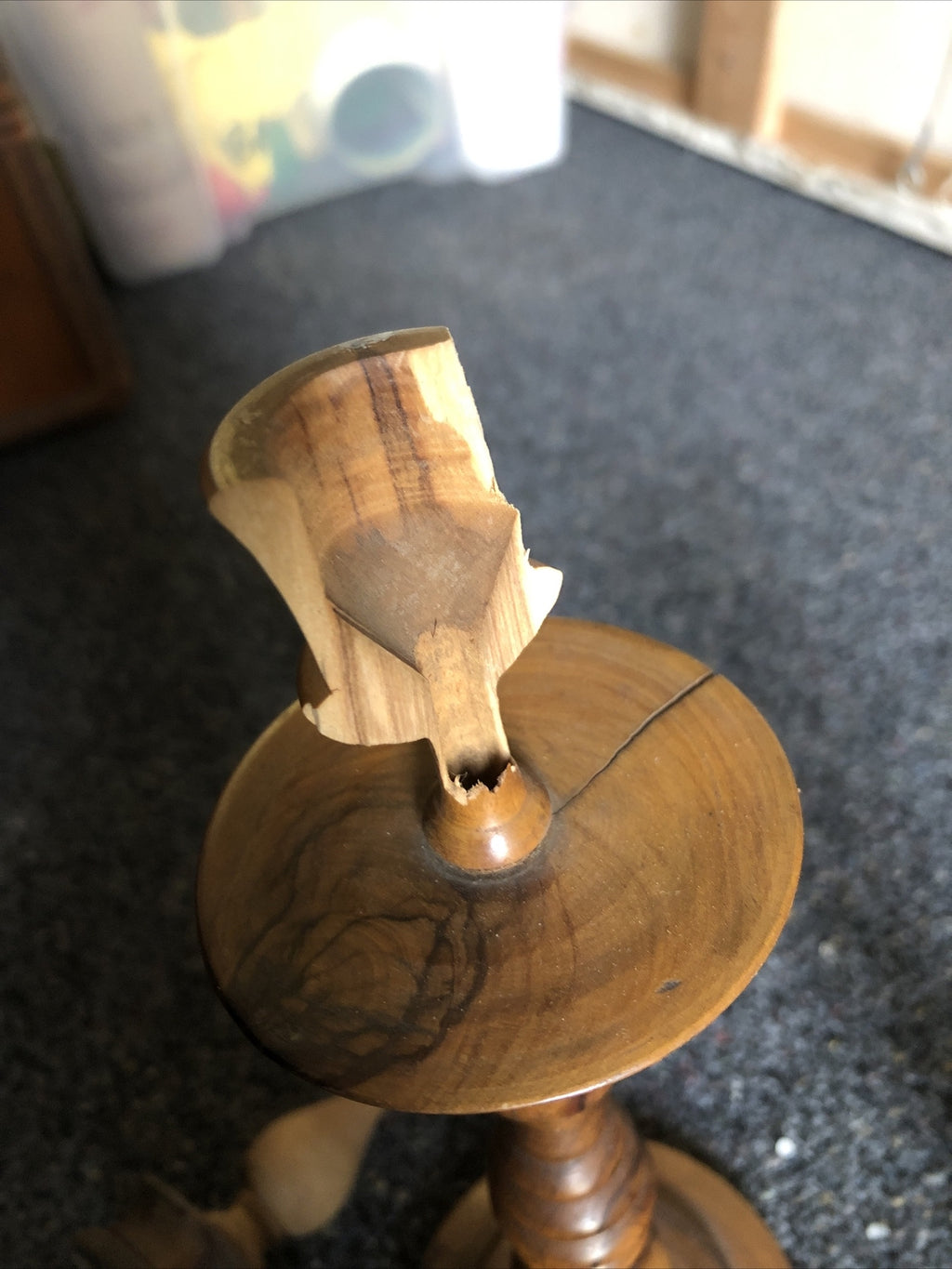 Vintage Pair of 3 Wooden Candle Holders Mid Century Modern4