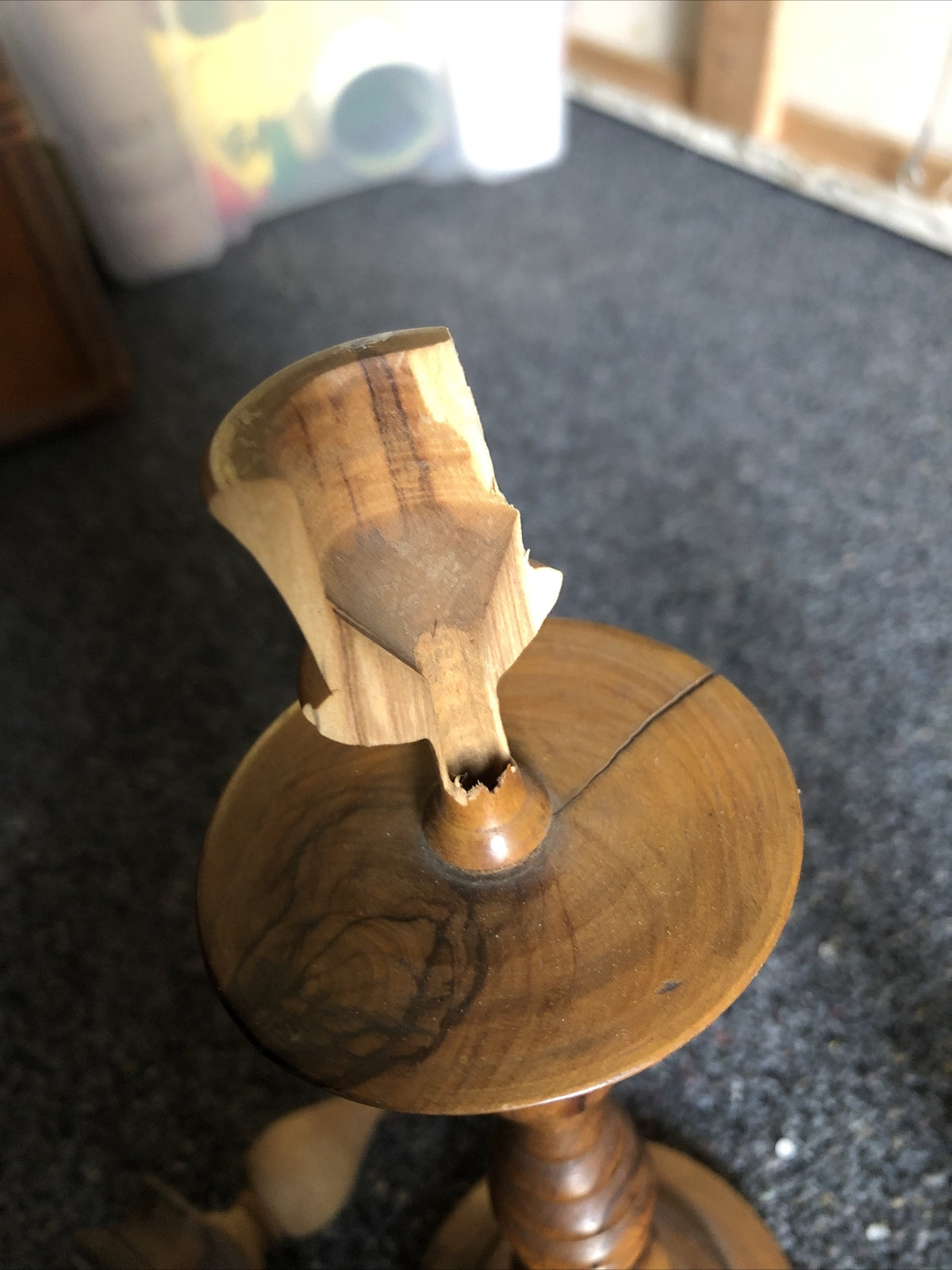 Vintage Pair of 3 Wooden Candle Holders Mid Century Modern4