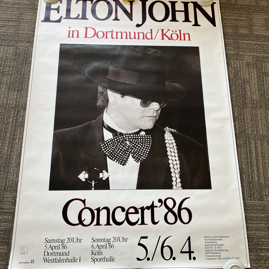 Elton John in Dortmund/Koln Germany Concert 1986 Show Promo Poster #100