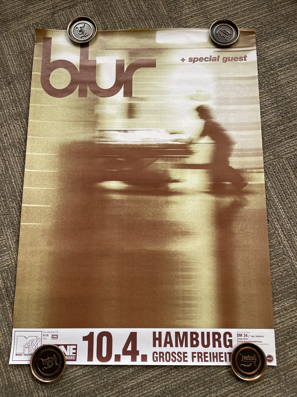 #198 1997 Blur Record Store Concert Promo Poster MTV 23” X 33” UK0