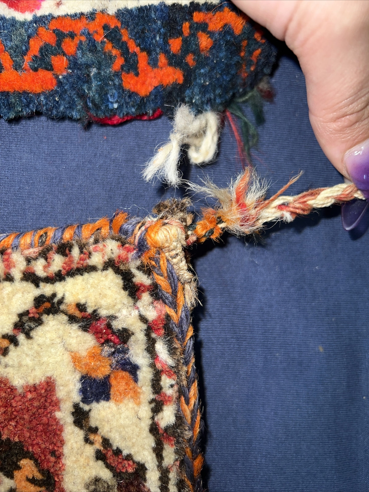 Vintage Hand Made Purse Boho Coachella Hispanic Rug bag Yarn See Description6
