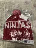 NINJAS Red Pom Pom Beanie One Size Fits Most NOS0