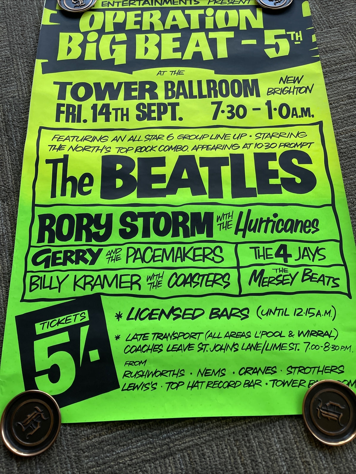 #151 The Beatles Operation Big Beat Promo Poster 4 Jays Rory Storm Coasters3