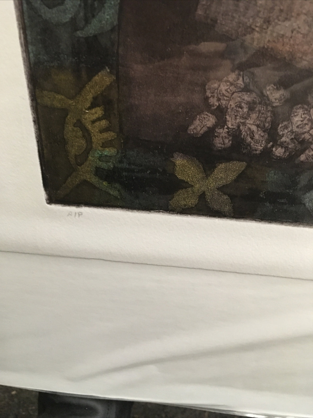 Bonita Louise Art Original Plate Printing Yellow Green Purple 1993 22.5”x15”11