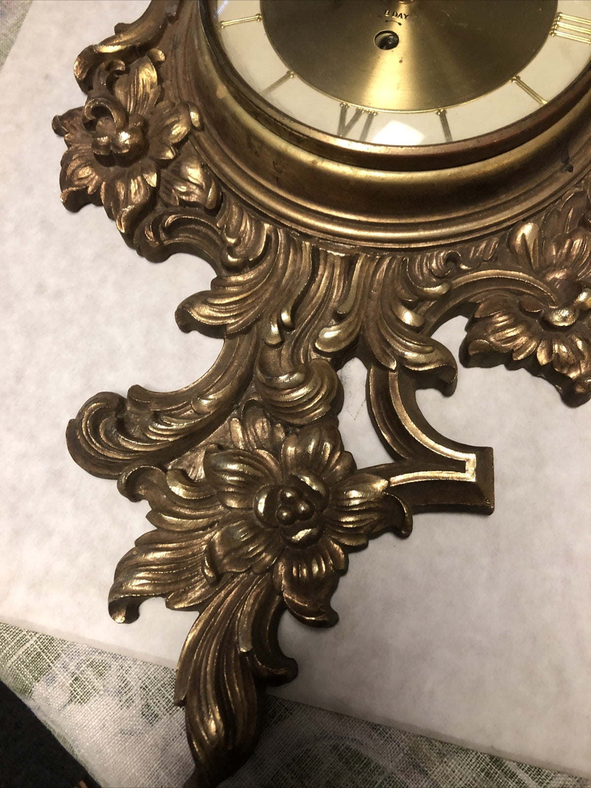 Vintage Syroco 8 Day German Wall Clock 22”x11” Not Working4