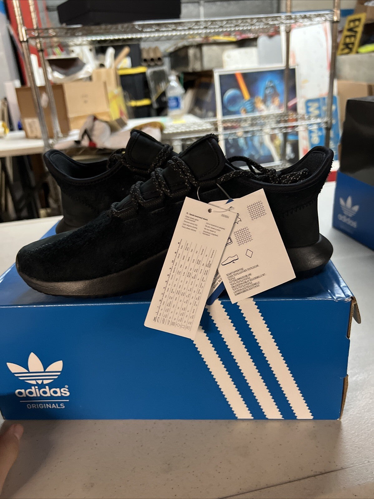 NWT Men's Adidas Tubular Shadow Black Leather & Suede Size US 6.55