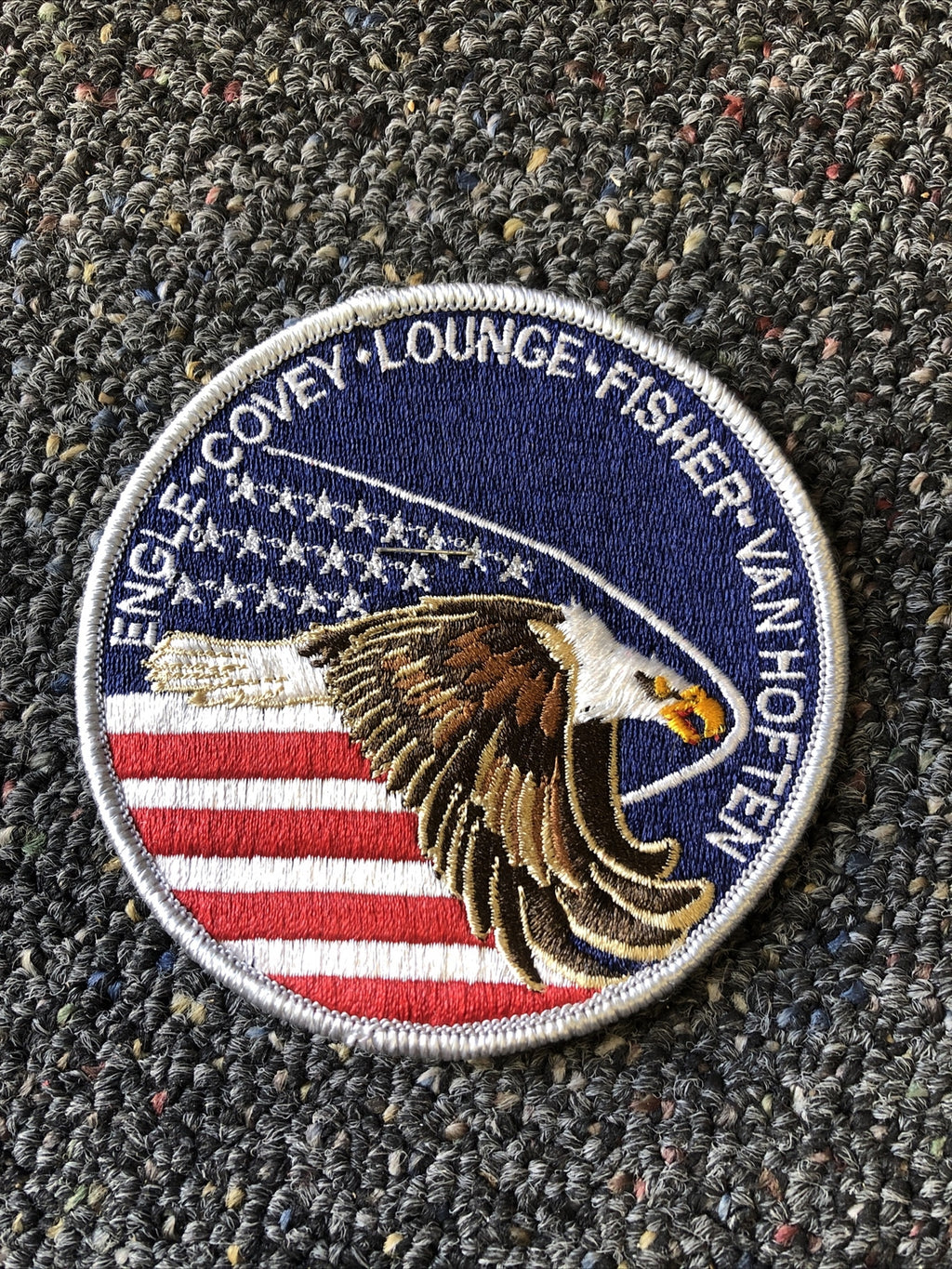 Vintage NASA Patch Engle Covey Lounge Fisher Van Hoften Astronaut Space 4”x4”0