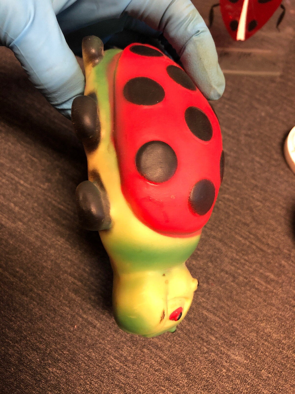 Vintage 1940’s the Squeeze Toy Ladybug Fully Function Metal Whistle2