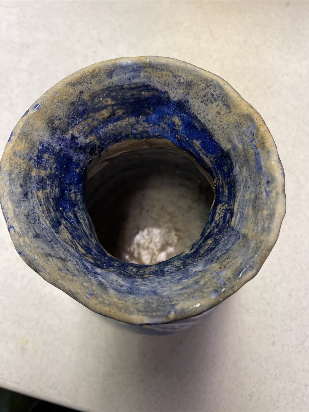 Vintage Laura Ferlavto stoneware Vase Pot pottery cobalt Earthenware Signed4