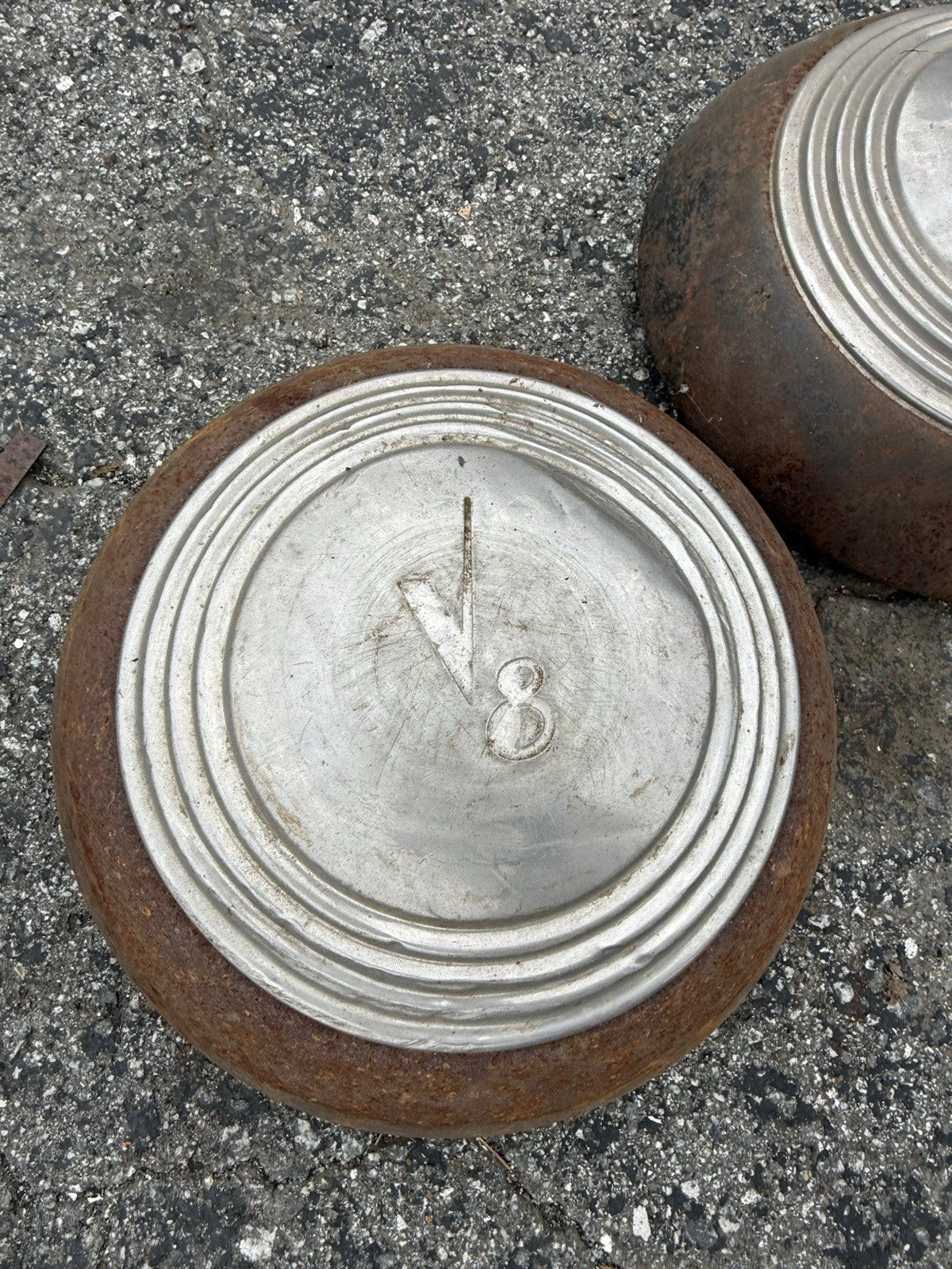 Vintage Pair 1935 Ford V8 Hubcap 1936 Dog Dish Wheel Cover 1937 1938 19396