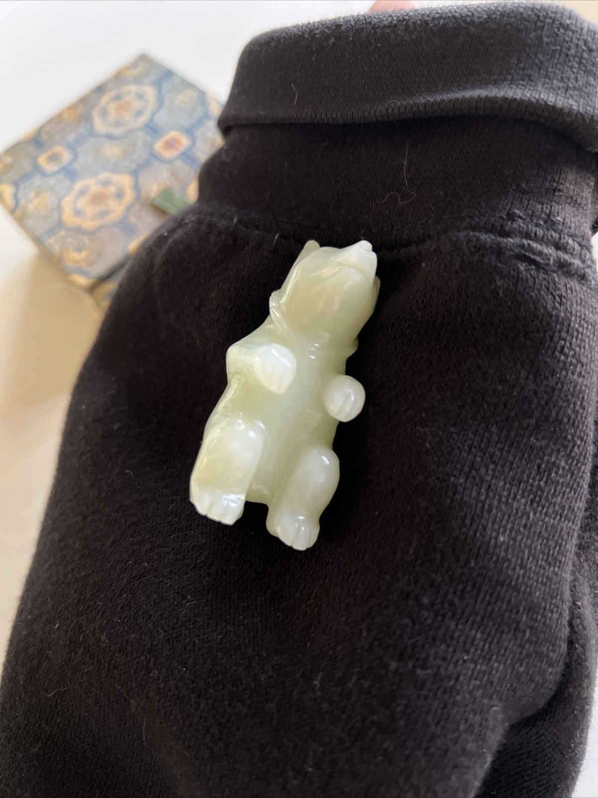 Vintage Carved Stone Bear Spirit Animal Mini Figure With Stand And Box5