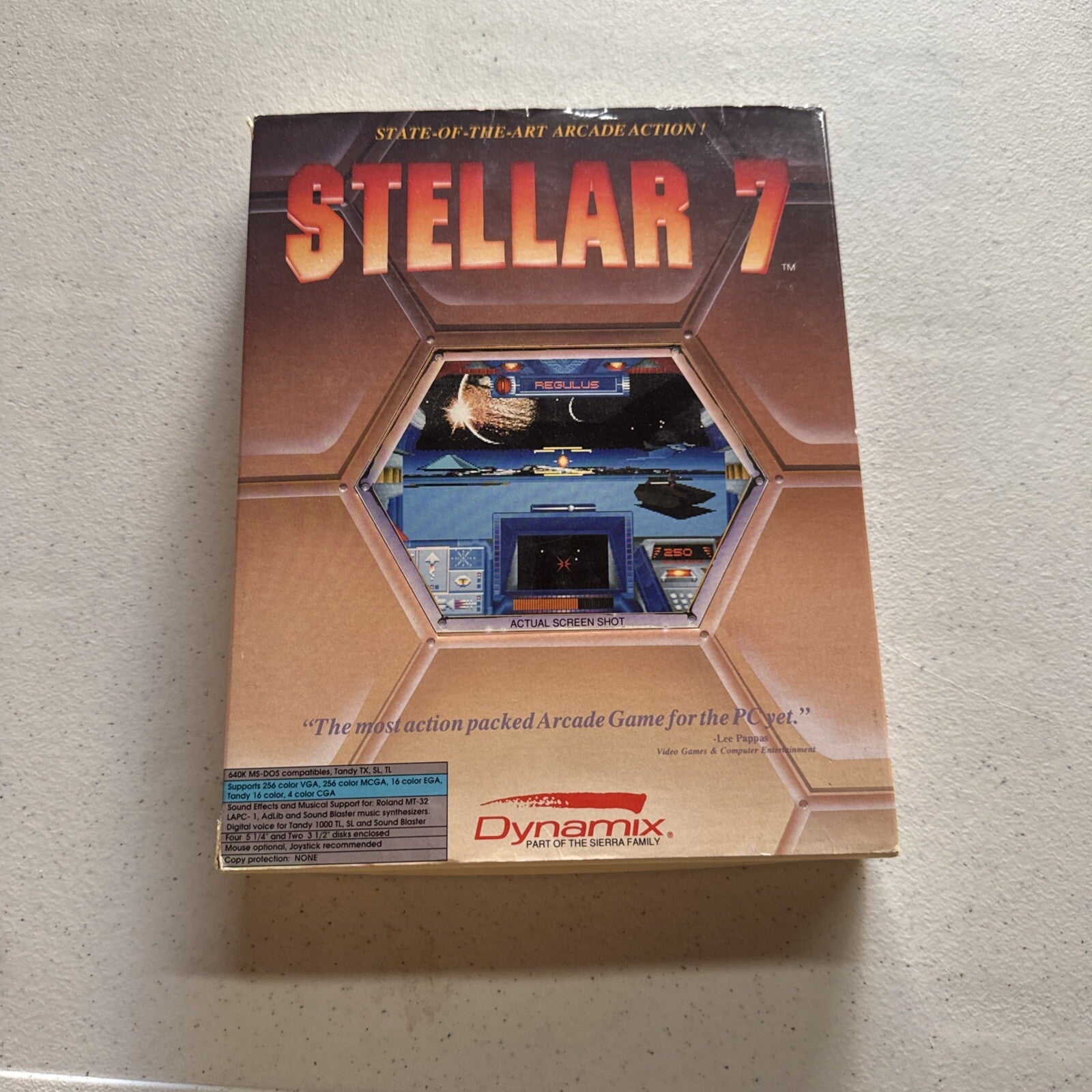 Stellar 7 Vintage 1990 IBM DOS Tandy Arcade Game Sierra Dynamix Big Box0